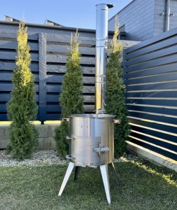 Nerūdijančio plieno PREMIUM 12L kazano krosnelė su kaminu